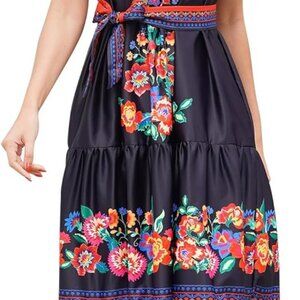 Mexican Dress Women's Off Shoulder Maxi Summer Floral Festival Dress